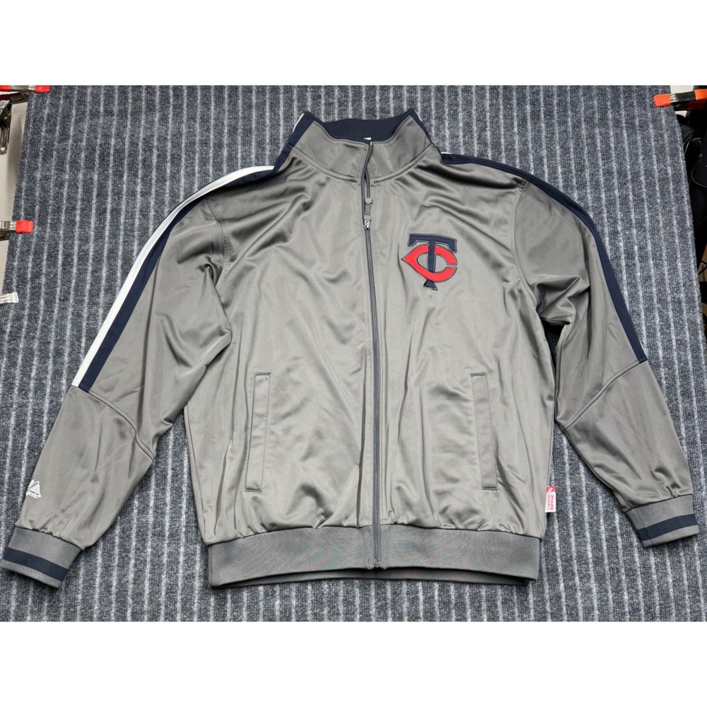 Majestic Mens Minnesota Twins MLB Track Jacket XL Gray Therma Base Full Zip AJ92